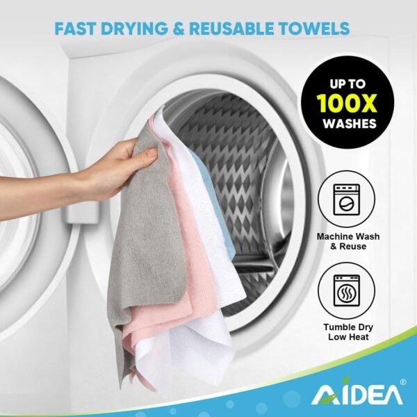 AIDEA Microfiber Cleaning Cloth Roll-50PK, Reusable Paper Towels Grey Tear Away Towels, Washable Shop Rags, Microfiber Towels for Cars, Lint Free Cleaning Rags for House, Kitchen, Window-11.5"×11.5" - Image 6