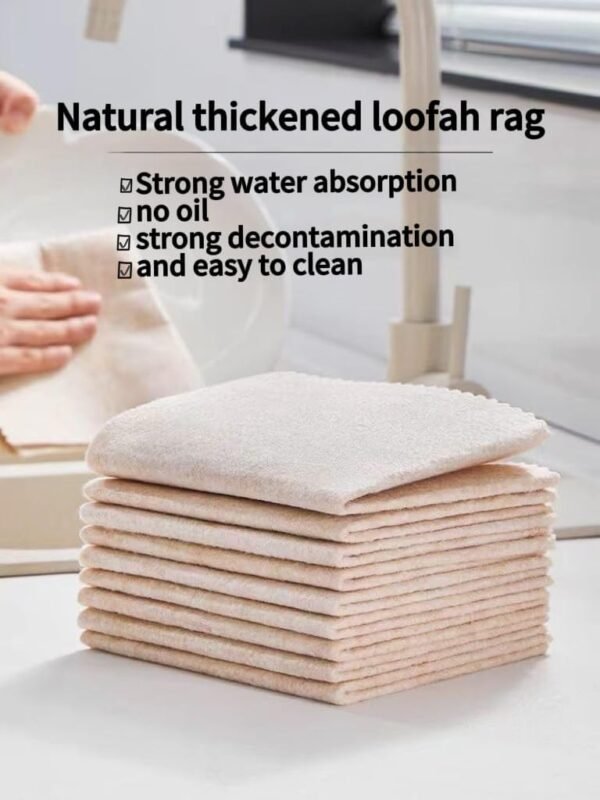 10 Pack Loofah Dish Sponge, Absorbent ＆ No Odor Swedish Towels Reusable, Biodegradable Dish Cloths, Washable Cellulose Sponge Cloths,9.84inch x 9.84inch Size, Brown - Image 4