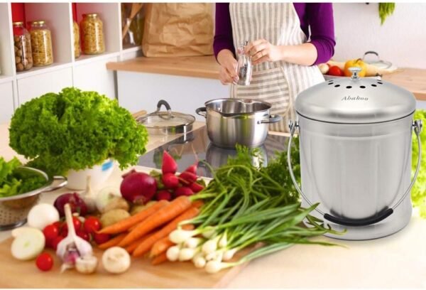 Abakoo 1.8 Gallon Compost Bin Container Kitchen Compost Bin, Compost Pail with Stainless Steel Lid, Countertop Kitchen Trash Can (includes totally 2 filters) - Image 6