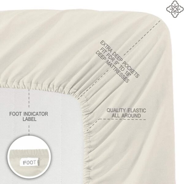 Bioweaves 100% Organic Cotton 1 Twin Fitted Sheet Only | 300 Thread Count Sateen Weave GOTS Certified with Deep Pocket - Natural - Image 2