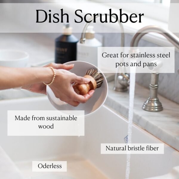 L'AVANT Collective Dish Scrubber | Plastic-Free, Bamboo | Eco-Friendly Alternative to Plastic Brushes | Ergonomic Design - Image 3