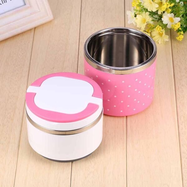 Walfront Stainless Steel Insulation Thermo Food Box 2 Layer Thermal Lunch Box Stackable Lunchbox Containers with Double Handles - Image 6