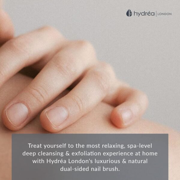 Hydrea London Nail Brush - Double-Sided Pedicure & Manicure Brush with Natural Cactus Bristles - 100% Vegan Hand Scrub, Fingernail Cleaner, & Tough Toenail Cleaning Scrubber - FSC® Certified Beechwood - Image 9