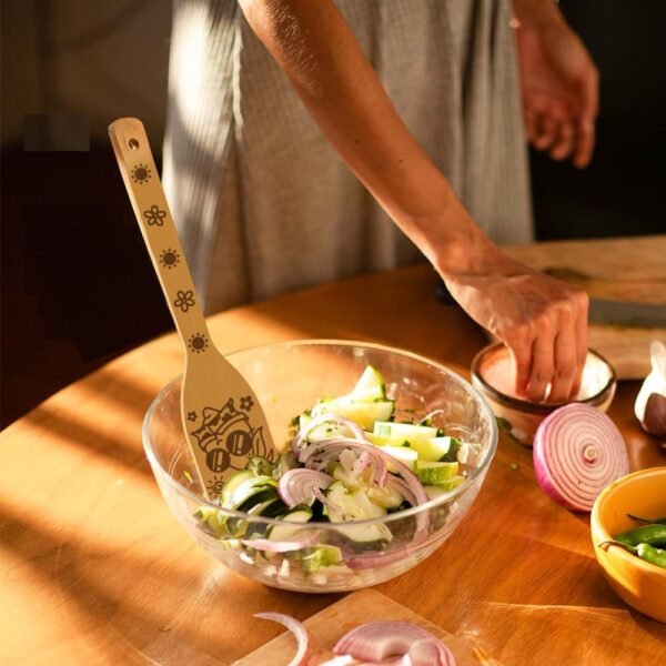 GLOBLELAND 6Pcs Lemon Wooden Spoons Utensil Set Bamboo Carving Kitchen Cooking Utensils Wooden Engraved Cooking Spatula Set for Kitchen Fun House Warming Gift - Image 6