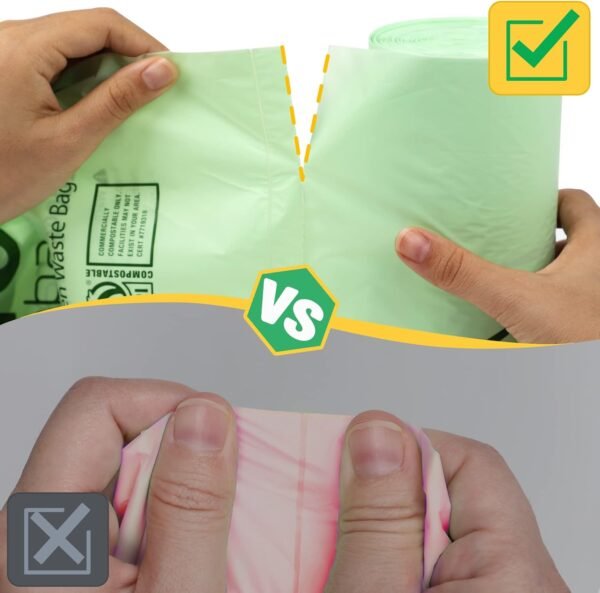 13 Gallon Compostable Trash Bags Biodegradable, Tall Kitchen Large Garbage Bags, 100 Count, Heavy Duty 49.2 Liter, Compost Food Waste Bags, US BPI and Europe OK Compost Home Certifi - Image 3