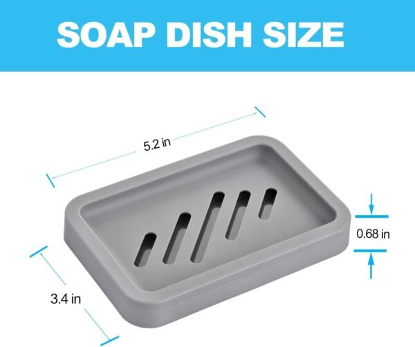 2PCS Mcyye Grey Soap Holders, Premium Plastic Bamboo Soap Dish, Self Draining Soap Dishes Saver for Shower, Bar Soap, Bathroom, Kitchen Sink, Bath tub, Sponge, Easy Clean, Extend Soap Life - Image 4