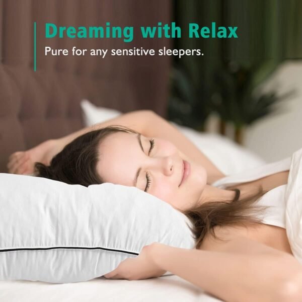 APSMILE Organic Feather Down Pillows Set of 2, Standard Size Bed Pillows for Sleeping with 100% Cotton Cover, 3-Chamber Hybrid Feather Down Core Pillow Surrounded by Polyester, 20x26 Inches - Image 4
