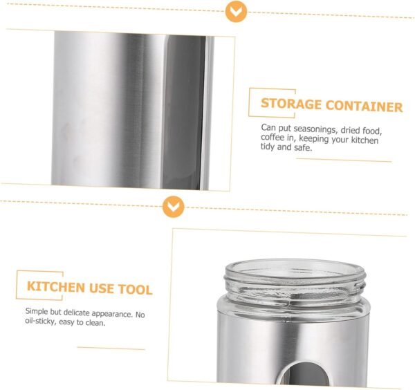 Ciieeo 1pc Stainless Steel Storage Tank Food Containers with Lids Food Storage Container Canister with Window Carafe with Lid Tea Coffee Sugar Canisters Tea Canister Kitchen Silver Glass - Image 9