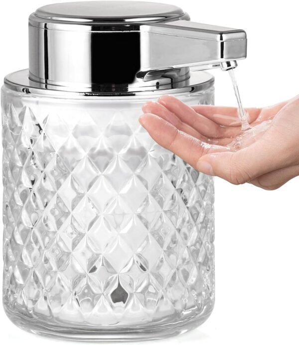 Automatic Soap Dispenser, Liquid Hand Soap Dispenser, Touchless Refillable Clear Glass Soap Dispenser with Pump, 3 Adjustable Levels, Electric Dish Soap Dispenser for Bathroom, Kitchen