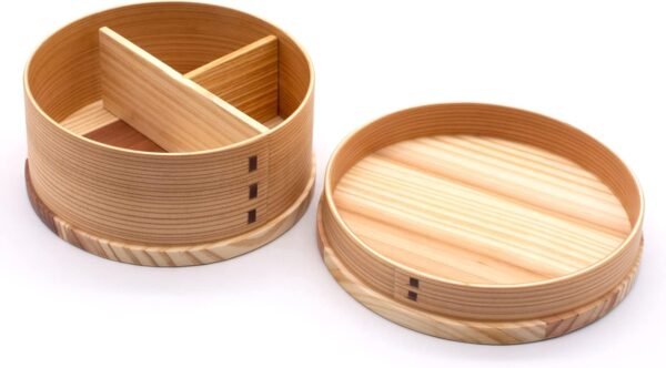 Wakayama Wappa Bento Box Store A-3-273042 Magewappa, Wooden, Approx. 5.9 inches (15 cm), Divider, Lunch Box, Single Tier, Round, Cherry Blossoms, Natural - Image 3
