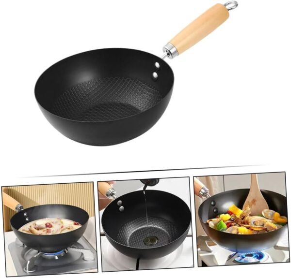 Wok Mini Frying Pan I-cook Fry Pan Skillets Nonstick Frying Pan with Lid Saucepans Non-stick Frying Pan Pots Pancake Pan Nonstick Pan Pans Nonstick Portable Cooker Black Iron - Image 5