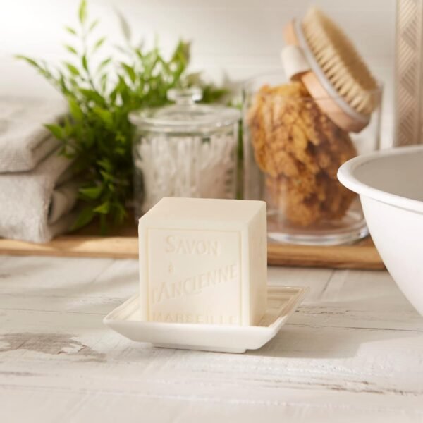Pre de Provence Marseille Olive Oil Ceramic Soap Dish, Keeps Bar Dry and Protects Countertops, 4.3" Square - Image 3