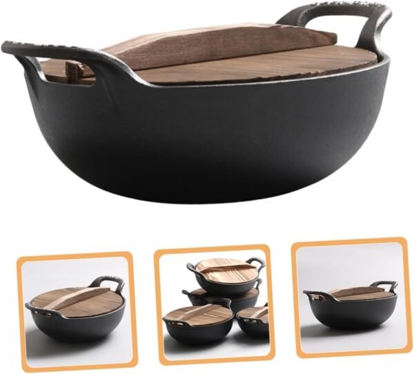 Outdoor Cast Deep Frying Pan Frying Pans Camping Cookware Fondue Pot Chafing Dish Griddle Pan Iron Pots Outdoor Hot Pot Household Cooking Pot Soup Pot - Image 7