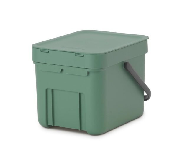 Brabantia Sort & Go Food Trash Can (1.6 Gal/Fir Green) Small Countertop Kitchen Compost Caddy with Handle & Removable Lid, Easy Clean, Fixtures Included for Wall/Cupboard Mounting - Image 5