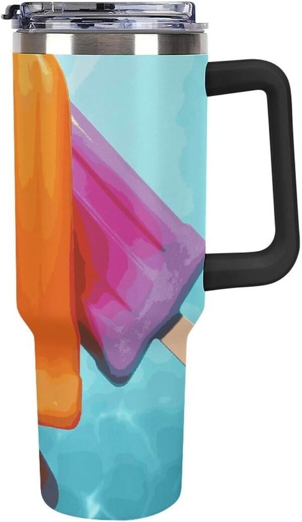 Ice Popsicles 40 Oz Tumbler Stainless Steel Insulated Coffee Cup Leakproof Travel Mug with Handle And Straw Lid Water Bottle, Car Cup Holder Friendly,Gifts for Women Men