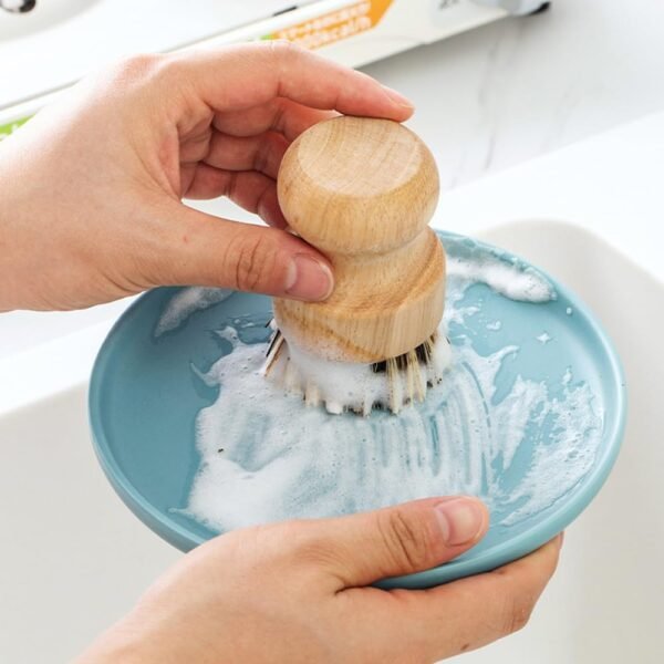 Bamboo Scrub Brush 6Pcs, UNOSCHRIM Palm and Sisal Pot Brush Set, Durable Wood Kitchen Dish Brush, Multifunctional Mini Cleaning Kit for Cleaning Pots, Dishes, Sinks, Fruits and Vegetables - Image 3