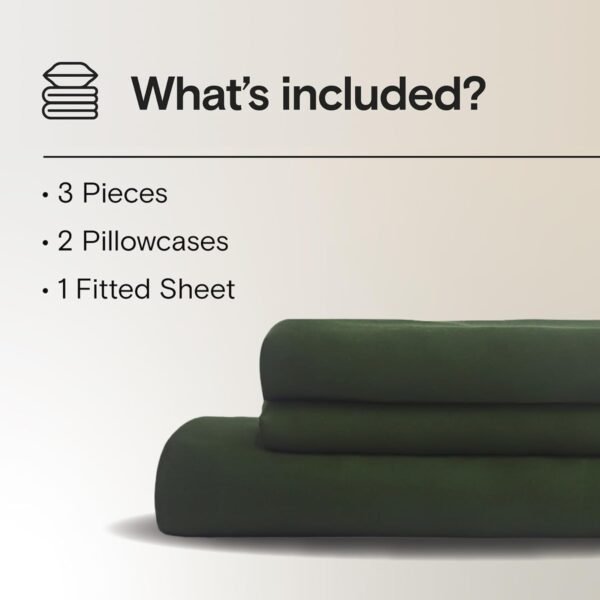 DOZ Sheet Set, 100% Viscose derived from Bamboo, Organically Grown, Buttery Soft, Cooling Sheets, High GSM, Deep Pockets - 3 Piece - 2 Pillowcases 1 Fitted Sheet (Forest, Queen) - Image 2