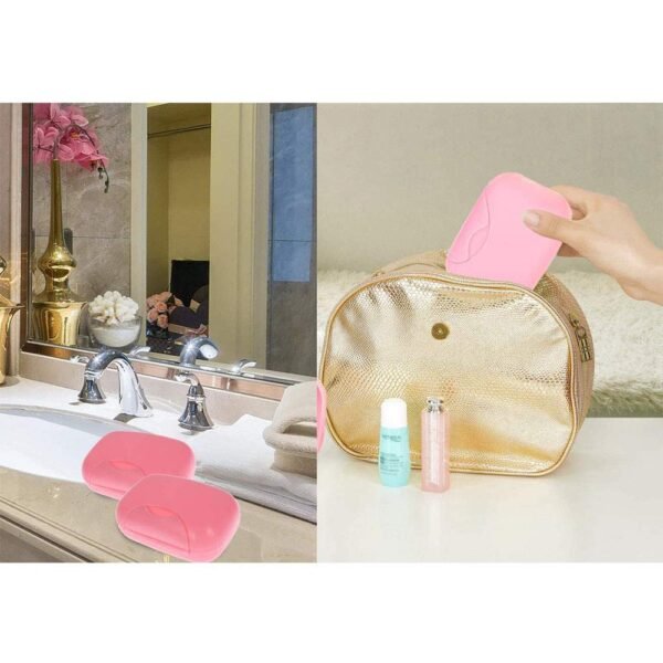 2pcs Travel soap case bar soap Holder Portable Leak Proof soap Box (pink) - Image 3