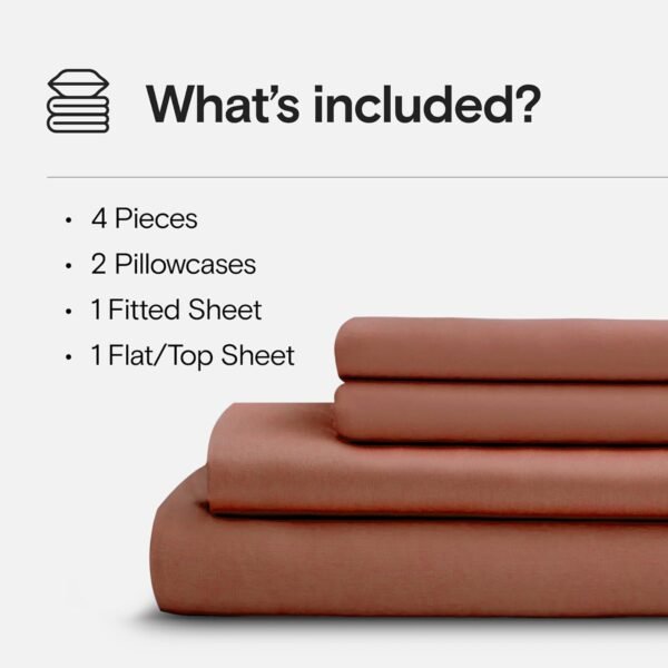 DOZ Sheet Set, 100% Viscose derived from Bamboo, Organically Grown, Buttery Soft, Cooling Sheets, High GSM, Deep Pockets - 4 Piece - 2 Pillowcases 1 Fitted Sheet 1 Top Sheet (Clay, Queen) - Image 2