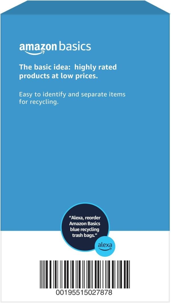 Amazon Basics Blue Recycling Trash Bags, Unscented, 13 Gallon, 60 count, Pack of 1 - Image 5