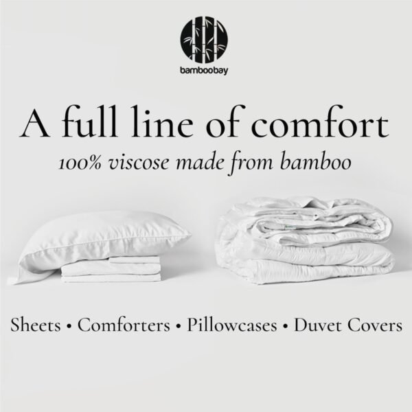 Bamboo Bay 6 Piece King Size Sheets Set - 100% Viscose Made from Bamboo Sheets King Size - Soft Cooling Sheets for Hot Sleepers - Breathable King Sheets Deep Pocket Fits Up to 16" Mattress - White - Image 7