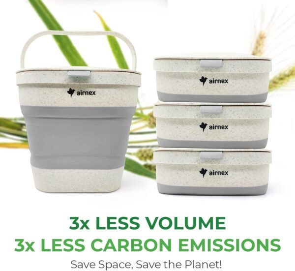 Collapsible Compost Bin Kitchen Counter Caddy - 1 Gallon Countertop Compost Bin with Lid Made of Wheat Straw - Odorless Kitchen Compost Bin Countertop with 20 Compost Bags and 2 Carbon Filters - Image 7