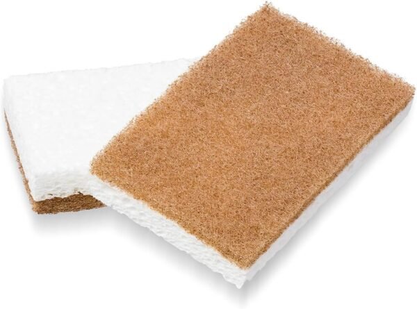 Full Circle In A Nutshell Walnut Scrubber Sponges – Pack of 2 Non-Scratch Natural Kitchen Scrubbies for Dishes and Household Cleaning