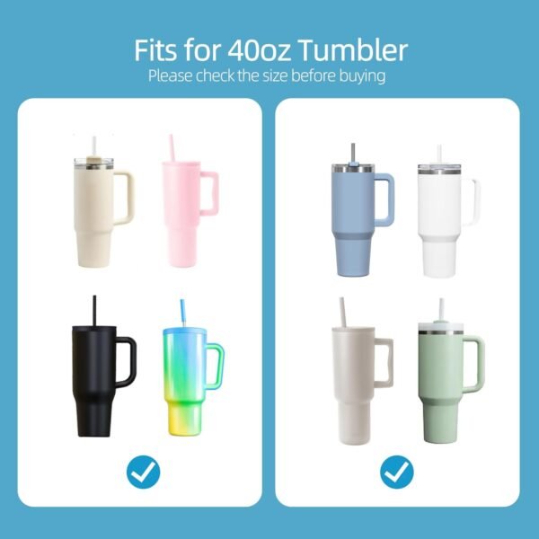 40 oz Stainless Metal Straws for 40 oz Stanley Tumbler, 6 Straws Reusable Straight Long Steel Straws with 12 Silicone Tips and 2 Straw Cleaning Brushes (6Color1, 40oz) - Image 4