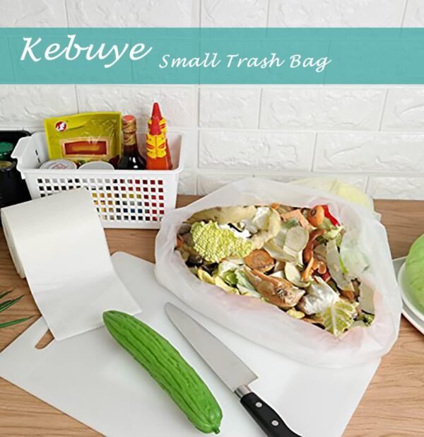 Small Trash Bags 1.2 Gallon, Biodegradable Gallon Waste Bag, Mini Compostable Strong Bathroom Wastebasket Can Liners Garbage Bags for Home Office Kitchen Fit 5 Liter 5L, 1 Gal, White - Image 4