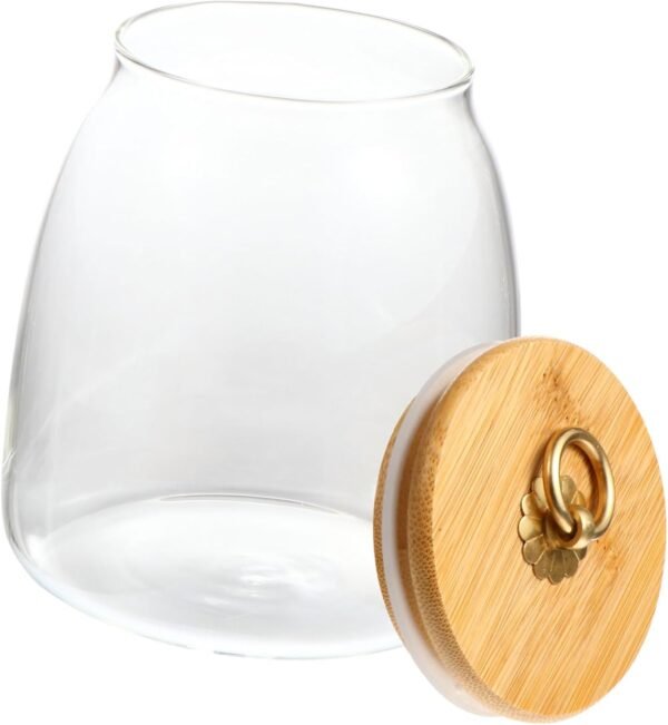 1pc Glass Storage Jar Snacks Storage Tank Airtight Coffee Container Kitchen Storage Jars Snack Containers Kitchen Storage Containers Coffee Tea Storage Tin Rice Jar Candy Jar Wood