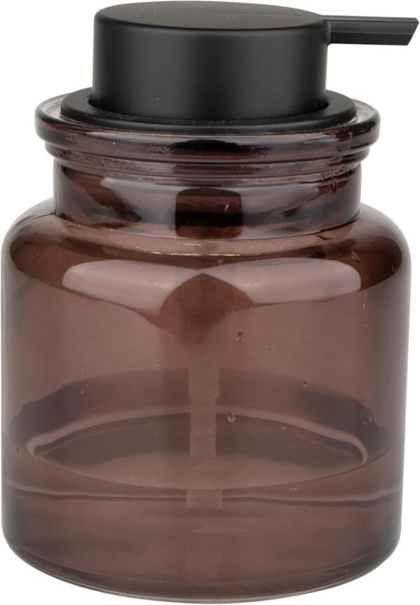 Glass Soap Dispenser for Kitchen, Rustproof Pump, Refillable Liquid Dispenser, Elegant Bathroom or Kitchen Countertop Organizer, Amber