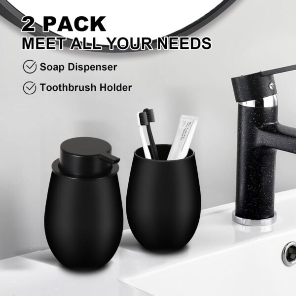 Foaming Soap Dispenser, 2 Pack Black Foam Hand Soap Dispenser Bathroom, 16 Oz Glass Dish Foaming Pump Bottle for Kitchen, Refillable Modern Foamy Dispensers Bottles Containers - Image 5