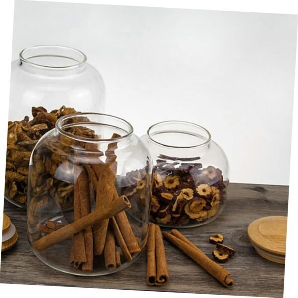 Candy Jar Food Containers Jars Cereal Container Candy Dish with Lid Clear Bins Serving Tray with Lid Storage Bins with Lid Bread Storage Container Flour Dispenser Snackle Wooden - Image 9