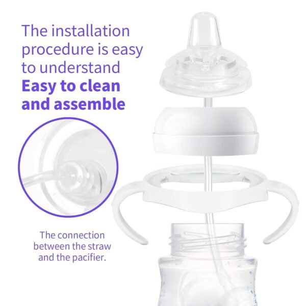 Sippy Cup Soft Conversion Kit for Philips Avent Natural Baby Bottle, Toddler Transition Kit with Silicone Sippy Spout Nipple, Weighted Straw, Bottle Handle, Cleaning Brush, 6-Pack - Image 4