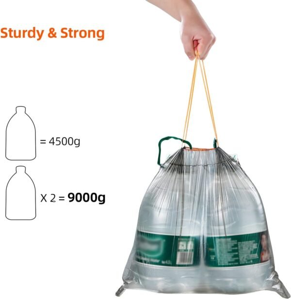 JOYBOS Drawstring Small Trash Bags 4 Gallon Garbage Bags Wastebasket Bin Liners - kitchen Compostable Bags 75 Count Plastic Trash Bags Unscented Small Bag for Bathroom, Living, Bedroom - Image 5