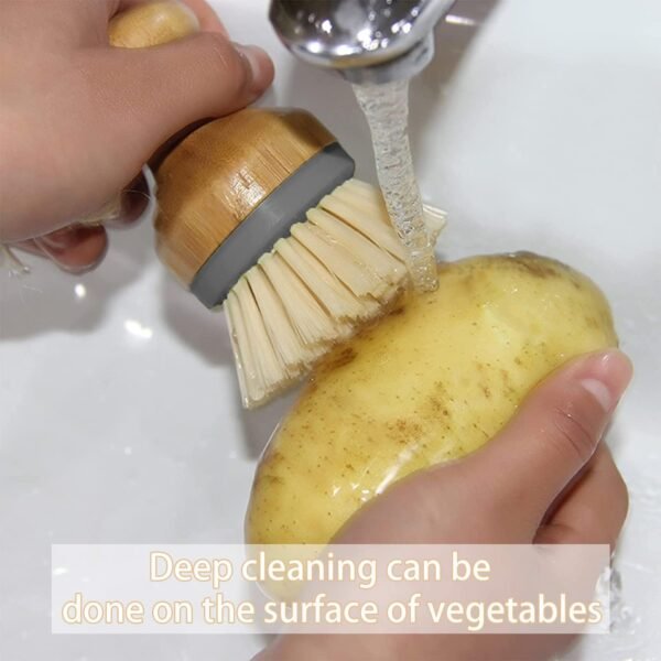 Bamboo Dish Brush Scrub Wooden Brush - Bamboo Dish Brush，Brush for Dishes,Palm Brush Dish Scrubber Suitable for Washing Dishes,Stubborn Stains & Vegetables. - Image 6