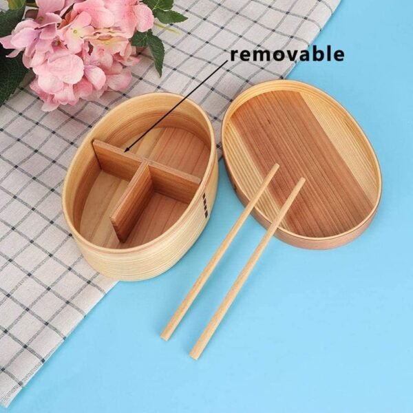 Wooden Lunch Box for Kids/Adult,Japanese Bento Box with divider Wood Bento Lunch Box for Picnicking Office Hiking Camping - Image 5