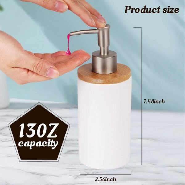 Qivine Ceramic Soap Dispenser, 13Oz White Soap Dispenser Bathroom Decorative, Liquid White Ceramic Soap Dispenser for Countertops, Modern Bathroom Hand Soap Dispenser for Countertop - Image 2
