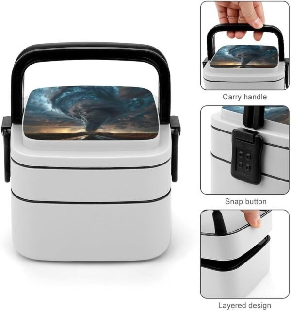 Tornado Natural Disaster Lunch Box Bento Box Detachable Double Lunch Box Containers for Adult - Image 5