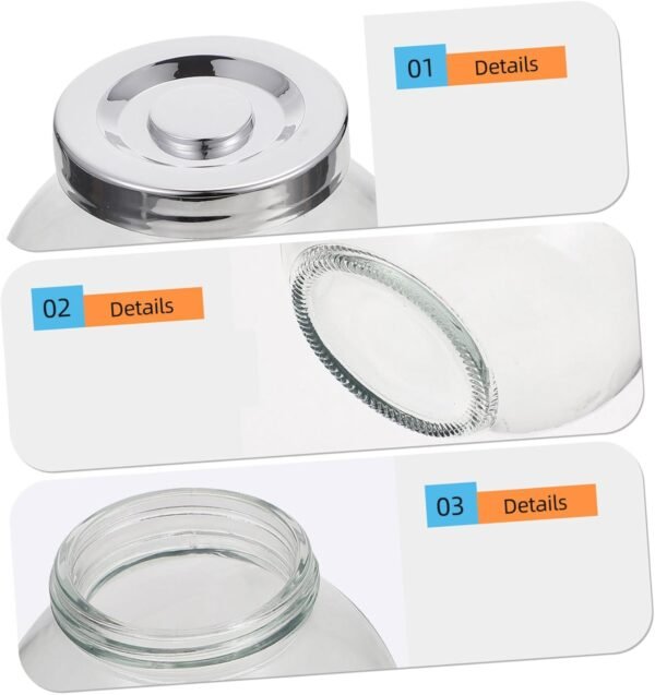 2pcs Glass Storage Jar Honey Storage Bottles Snacks Storage Tank Food Storage Tanks Milk Powder Can Clear Container Honey Canisters Sealed Canisters Food Container Stainless Steel - Image 8