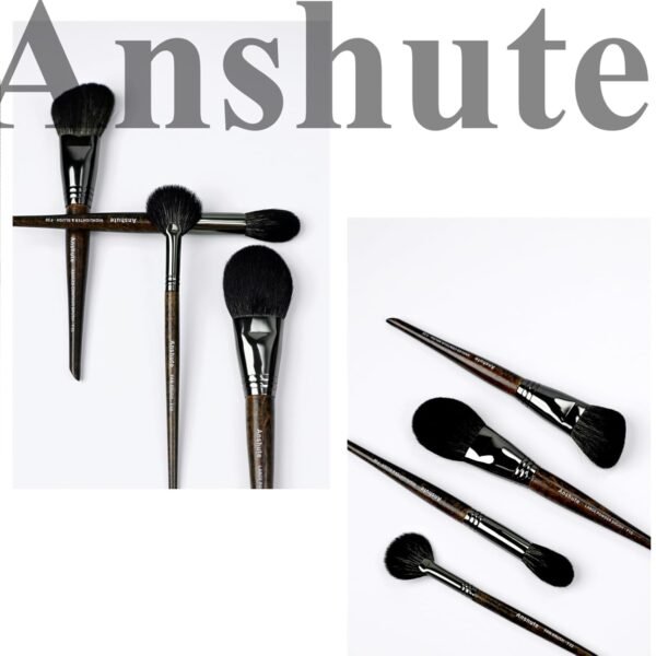 Natural Goat Hair Makeup Brushes Set of 4, Face Brushes, Professional Natural Hair Cosmetic Brushes, Beech Wood Handle. Super Soft Bristles, Variety of Brushes. - Image 4