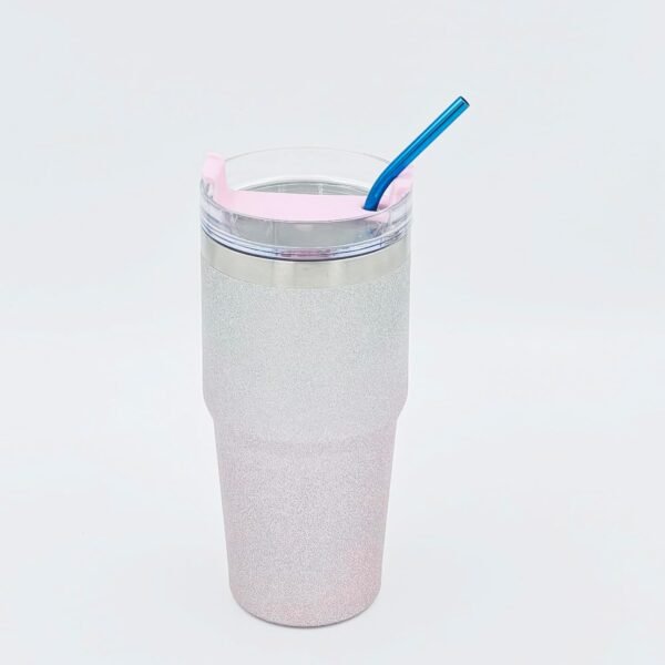Blue Stainless Steel Straws, 8pcs 8.5" Reusable Metal Drinking Straws with Cleaning Brush for 20oz Tumblers - Image 3