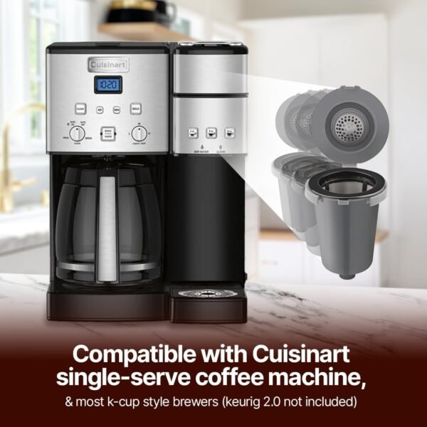 Reusable Filter Cups for Cuisinart Coffee Makers - Premium Refillable Coffee Cups Compatible with Cuisinart Single Serve Coffee Machines (2 Pack with 2 Mesh Filters) - Image 3