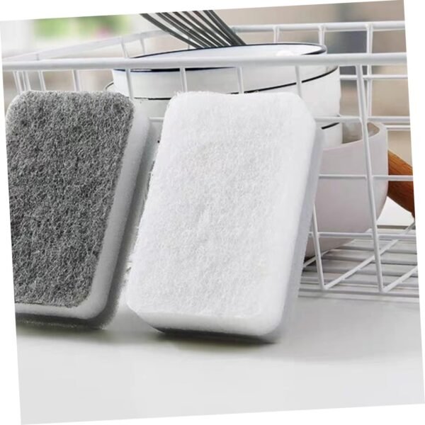 SECFOU 30 Pcs Three-Layer Scouring Sponge Dish Cleaning Sponges for Washing up Pan Scrubber Sponge Scrub Pad for Dishes Bowl Scrubber Home Cleaning Product Natural Sponge Grey - Image 4