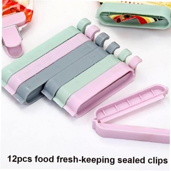 12 Pieces Food Clips, Plastic Food Bag Clips Reusable Bag Clips for Food Storage Colorful Sealing Clips for Snack, Coffee, Home, Kitchen, Travel, Camping (3 Sizes) - Image 5