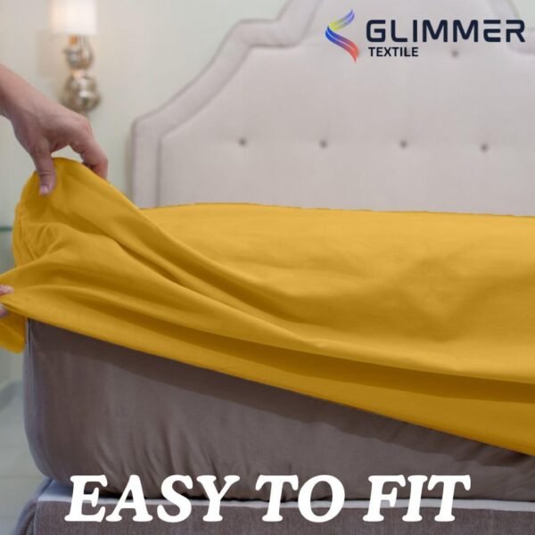 1PC Fitted Sheet| Organic Cotton| 1000 TC| | Full XL Size (54"X80") with 18" INCH DEEP Pocket| Skin Friendly|Comfy & Very Soft| Wrinkle Free| Gold - Image 7