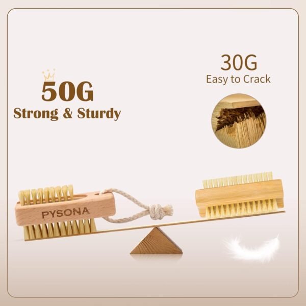 Nail Scrubber Brush, 2 Pack Nail Brush for Cleaning Fingernails, Natural Wooden Fingernail Cleaning Brushes Two-sided Finger Toe Nail Brush Cleaner with Hanging Rope - Image 5