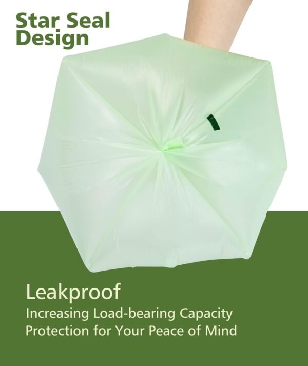 2.6 Gallon Compost Bags with Handle Tie, AYOTEE 75 Count Mini Compost Kitchen Food Scrap Waste Bags, Certified By ASTM Standard Compostable Trash Bags for Compost Bin Kitchen Green - Image 6