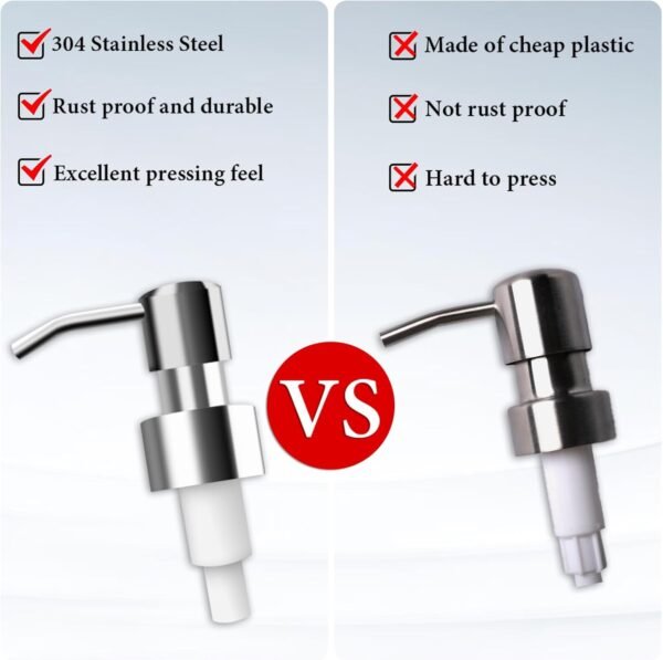 Glass Soap Dispenser with Rust Proof 304 Stainless Steel Pump,Refillable Hand and Dish Soap Pump Dispenser 15 oz with Stoppers and Funnel,Premium Bathroom Soap Dispenser for Kitchen,Lotion 2 Pack - Image 7