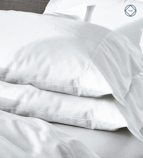 300 Thread Count 100% Organic Cotton Pillowcase - Set of 2, GOTS Certified, Hypoallergenic Soft Breathable for Skin and Hair, Luxury Bedding, Standard (White)